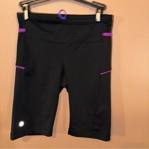 Athleta Presto Bermuda Black Purple Compression Cycling Shorts Size XSmall